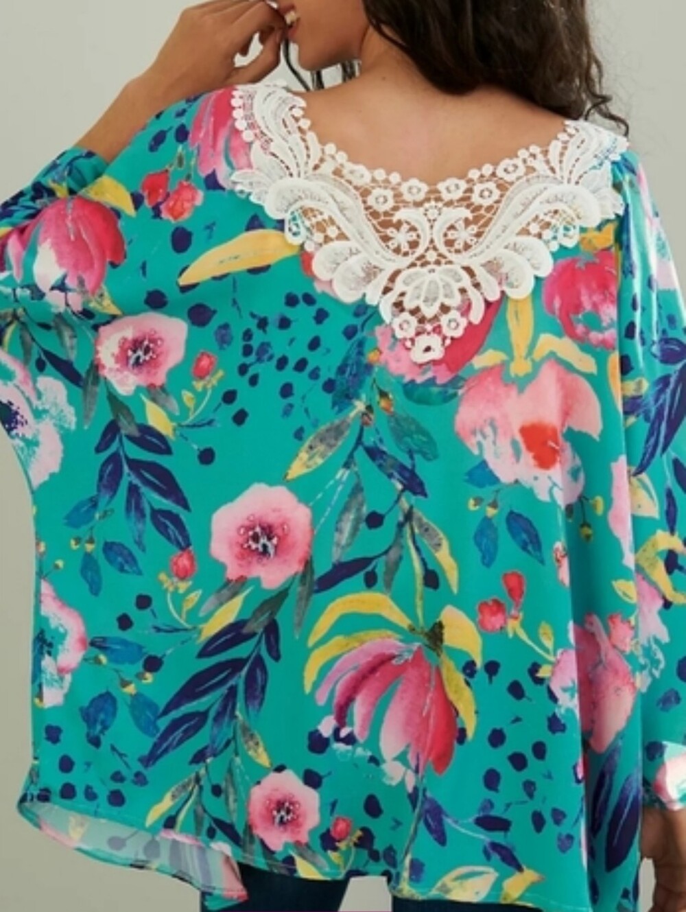 Anthropologie NEW Elizabeth Gillett Mollie Lace Floral Kimono SZ All One Size - Picture 4 of 11